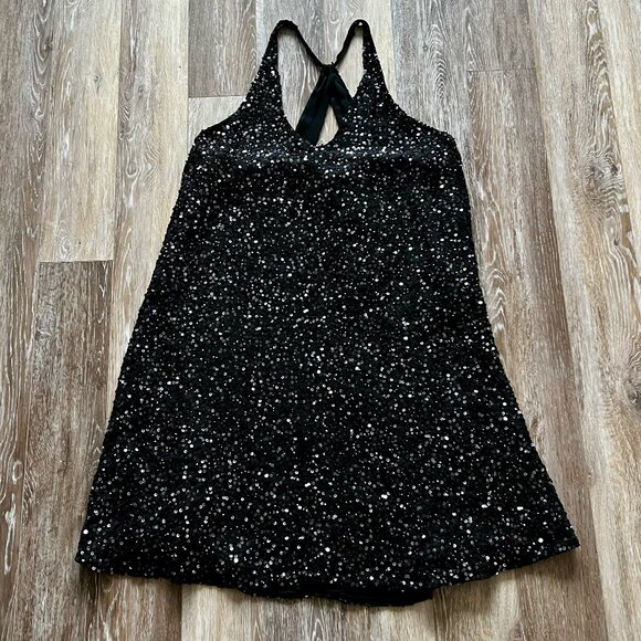 Black sequin Eileen Fisher dress, size L - Picture 2 of 7